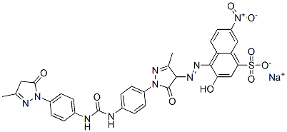 sodium 4-[[1-[4-[[[[4-(4,5-dihydro-3-methyl-5-oxo-1H-pyrazol-1-yl)phenyl]amino]carbonyl]amino]phenyl]-4,5-dihydro-3-methyl-5-oxo-1H-pyrazol-4-yl]azo]-3-hydroxy-7-nitronaphthalene-1-sulphonate Structure