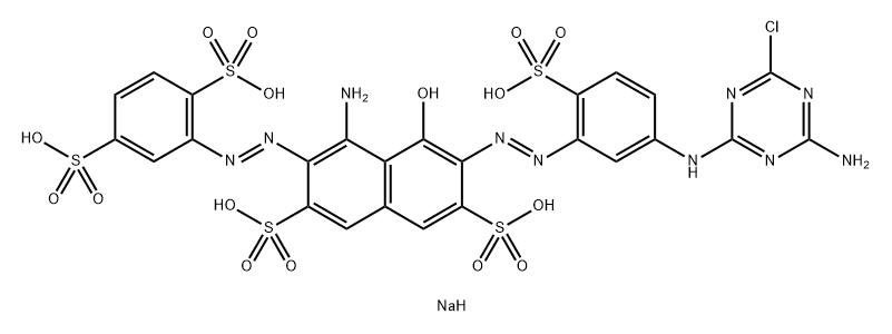 pentasodium 4-amino-6-[[5-[(4-amino-6-chloro-1,3,5-triazin-2-yl)amino]-2-sulphonatophenyl]azo]-3-[(2,5-disulphonatophenyl)azo]-5-hydroxynaphthalene-2,7-disulphonate Structure