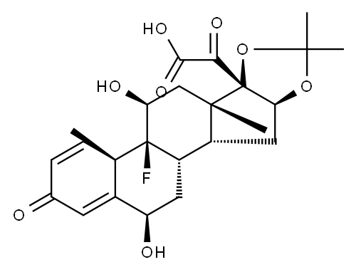 (6,11,16a)-9-Fluoro-6,11-dihydroxy-16,17-[(1-methylethylidene)bis(oxy)]-3,20-dioxopregna-1,4-dien-21-oic Acid, 68263-02-5, 结构式