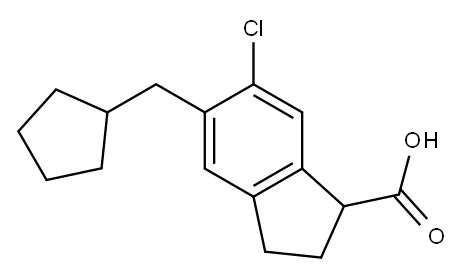 6-chloro-5-(cyclopentylmethyl)-2,3-dihydro-1H-indene-1-carboxylic acid 结构式
