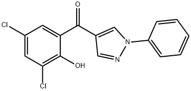 1-PHENYL-4(3,5-DICHLORO-2-HYDROXYBENZOYL)-PYRAZOLE 结构式