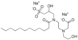 N-(2-Hydroxyethyl)-N-[2-[(2-hydroxy-3-sulfopropyl)(1-oxododecyl)amino]ethyl]glycine disodium salt 结构式