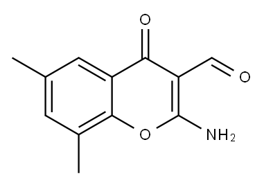 2-氨基-4-氧代-6,8-二甲基-色烯-3-甲醛, 68301-79-1, 结构式