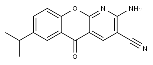 2-氨基-7-异丙基-5-氧代-5H-[1]苯并吡喃[2,3-B]吡啶-3-甲腈, 68302-12-5, 结构式