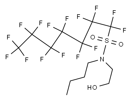 N-butyl-1,1,2,2,3,3,4,4,5,5,6,6,7,7,7-pentadecafluoro-N-(2-hydroxyethyl)heptane-1-sulphonamide 结构式