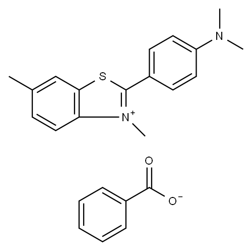 2-[4-(dimethylamino)phenyl]-3,6-dimethylbenzothiazolium benzoate 结构式