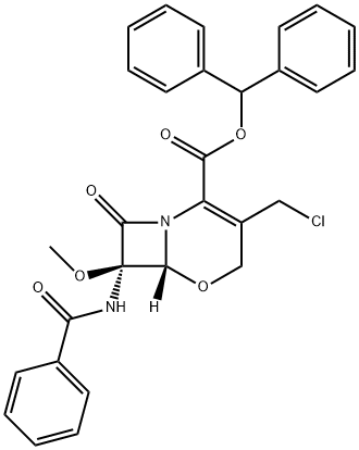 (6R,7R)-7-(BenzoylaMino)-3-(chloroMethyl)-7-Methoxy-8-oxo-5-oxa-1-azabicyclo[4.2.0]oct-2-ene-2-carboxylic Acid DiphenylMethyl Ester Structure