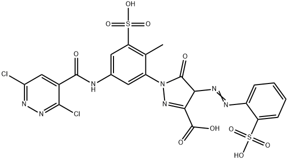 1-[5-[[(3,6-dichloropyridazin-4-yl)carbonyl]amino]-2-methyl-3-sulphophenyl]-4,5-dihydro-5-oxo-4-[(2-sulphophenyl)azo]-1H-pyrazole-3-carboxylic acid Structure