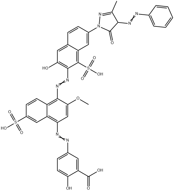 5-[[4-[[7-[4,5-dihydro-3-methyl-5-oxo-4-(phenylazo)-1H-pyrazol-1-yl]-3-hydroxy-1-sulpho-2-naphthyl]azo]-3-methoxy-7-sulpho-1-naphthyl]azo]salicylic acid 结构式