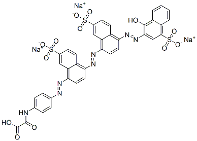 trisodium hydrogen [[4-[[4-[[4-[(1-hydroxy-4-sulphonato-2-naphthyl)azo]-7-sulphonato-1-naphthyl]azo]-7-sulphonato-1-naphthyl]azo]phenyl]amino]oxoacetate Structure