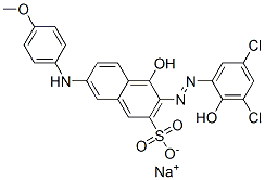 3-[(3,5-Dichloro-2-hydroxyphenyl)azo]-4-hydroxy-7-[(4-methoxyphenyl)amino]-2-naphthalenesulfonic acid sodium salt Structure