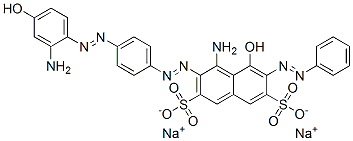 disodium 4-amino-3-[[4-[(2-amino-4-hydroxyphenyl)azo]phenyl]azo]-5-hydroxy-6-(phenylazo)naphthalene-2,7-disulphonate 结构式