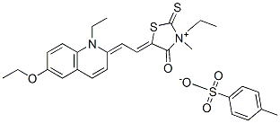 5-[(6-ethoxy-1-ethyl-(1H)-quinolin-2-ylidene)ethylidene]-3-ethyl-3-methyl-4-oxo-2-thioxothiazolidinium toluene-p-sulphonate|
