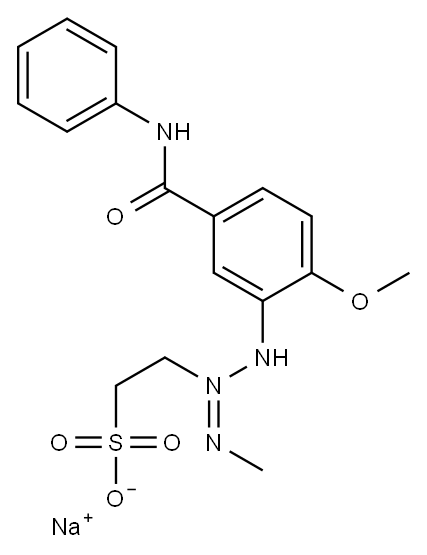 sodium 2-[3-[2-methoxy-5-[(phenylamino)carbonyl]phenyl]-1-methyltriazen-2-yl]ethanesulphonate 结构式