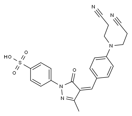 4-[4-[[4-[bis(2-cyanoethyl)amino]phenyl]methylene]-4,5-dihydro-3-methyl-5-oxo-1H-pyrazol-1-yl]benzenesulphonic acid 结构式