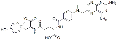 1-methyl N-[N-[4-[[(2,4-diaminopteridin-6-yl)methyl]methylamino]benzoyl]-L-gamma-glutamyl]-L-tyrosinate 结构式