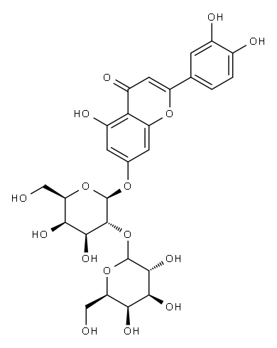 4H-1-Benzopyran-4-one, 2-(3,4-dihydroxyphenyl)-7-((O-D-galactopyranosy l-beta-D-galactopyranosyl)oxy)-5-hydroxy- 结构式