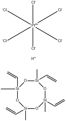 铂(0)-2,4,6,8-四甲基-2,4,6,8-四乙烯基环四硅氧烷螯合物溶液, 68585-32-0, 结构式