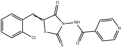 4-Pyridinecarboxamide, N-(5-((2-chlorophenyl)methylene)-4-oxo-2-thioxo -3-thiazolidinyl)- 结构式