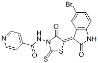N-[5-(5-Bromo-1,2-dihydro-2-oxo-3H-indol-3-ylidene)-4-oxo-2-thioxothiazolidin-3-yl]-4-pyridinecarboxamide 结构式