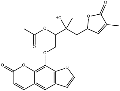 9-[2-(Acetyloxy)-4-(2,5-dihydro-4-methyl-5-oxofuran-2-yl)-3-hydroxy-3-methylbutoxy]-7H-furo[3,2-g][1]benzopyran-7-one 结构式