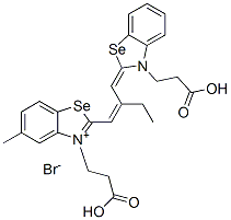 3-(2-carboxyethyl)-2-[2-[[3-(2-carboxyethyl)-(3H)-benzoselenazol-2-ylidene]methyl]but-1-enyl]-5-methylbenzoselenazolium bromide Structure