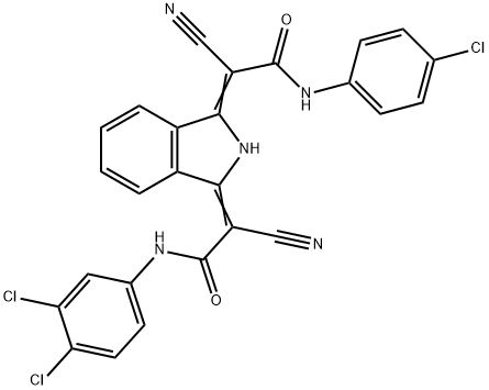 [3-[2-[(4-chlorophenyl)amino]-1-cyano-2-oxoethylidene]-2,3-dihydro-1H-isoindol-1-ylidene]-2-cyano-N-(3,4-dichlorophenyl)acetamide, 68808-69-5, 结构式