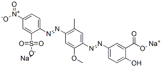 disodium 5-[[2-methoxy-5-methyl-4-[(4-nitro-2-sulphonatophenyl)azo]phenyl]azo]salicylate Structure