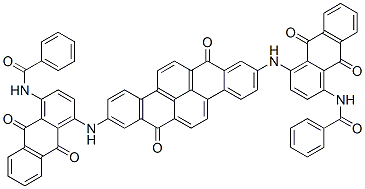 N,N'-[(7,14-dihydro-7,14-dioxodibenzo[b,def]chrysene-2,9-diyl)bis[imino(9,10-dihydro-9,10-dioxoanthracene-4,1-diyl)]]bis(benzamide) 结构式