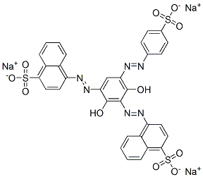4,4'-[[2,4-Dihydroxy-5-[(4-sulfophenyl)azo]-1,3-phenylene]bis(azo)]bis(1-naphthalenesulfonic acid)trisodium salt Structure