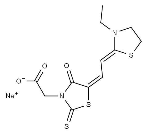 sodium 5-[(3-ethylthiazolidin-2-ylidene)ethylidene]-4-oxo-2-thioxothiazolidin-3-acetate 结构式