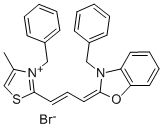 4-METHYL-2-(3-(3-BENZYL-2-BENZOXOZOLINYLIDENE)-1-PROPENYL)-3-BENZYL THIAZOLINIUM BROMIDE 结构式