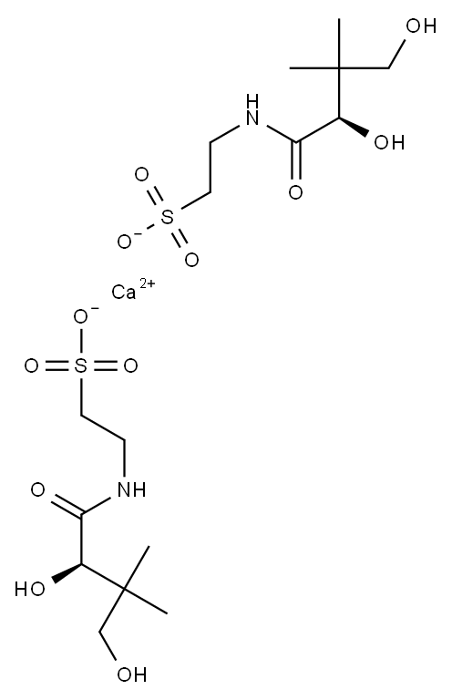 calcium bis[(R)-2-[(2,4-dihydroxy-3,3-dimethyl-1-oxobutyl)amino]ethane-1-sulphonate] 结构式