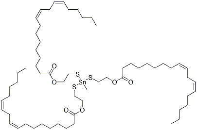 (methylstannylidyne)tris(thioethane-1,2-diyl) tris[(9Z,12Z)-octadeca-9,12-dienoate] 结构式