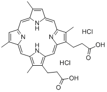 二(丙酸甲基)卟啉二盐酸盐 结构式
