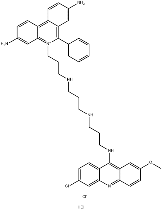 3,8-diamino-5-[3-[[3-[[3-[(6-chloro-2-methoxyacridin-9-yl)amino]propyl]amino]propyl]amino]propyl]-6-phenylphenanthridinium chloride pentahydrochloride Structure