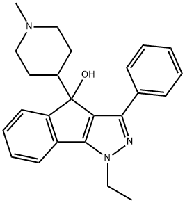 1,4-Dihydro-1-ethyl-4-(1-methyl-4-piperidyl)-3-phenylindeno[1,2-c]pyrazol-4-ol 结构式
