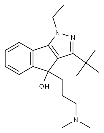 1,4-Dihydro-3-tert-butyl-4-(3-dimethylaminopropyl)-1-ethylindeno[1,2-c]pyrazol-4-ol 结构式