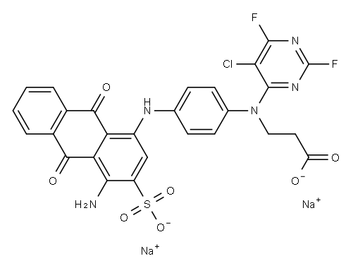 disodium N-[4-[(4-amino-9,10-dihydro-9,10-dioxo-3-sulphonato-1-anthracenyl)amino]phenyl]-N-(5-chloro-2,6-difluoro-4-pyrimidinyl)-beta-alaninate Structure