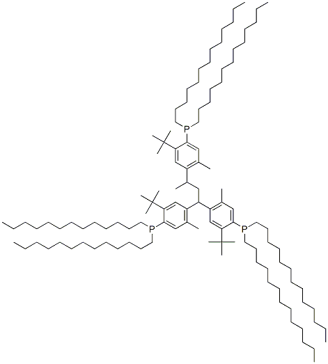 [(1-methylpropan-1-yl-3-ylidene)tris[2-tert-butyl-5-methyl-p-phenylene]]tris[di(tridecyl)phosphine] 结构式