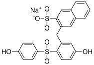 sodium 3-[[5-hydroxy-2-[(4-hydroxyphenyl)sulphonyl]phenyl]methyl]naphthalene-2-sulphonate 结构式