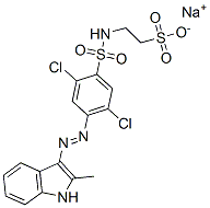 sodium 2-[[[2,5-dichloro-4-[(2-methyl-1H-indol-3-yl)azo]phenyl]sulphonyl]amino]ethanesulphonate Structure
