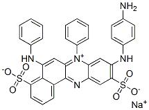 hydrogen-9-[(4-aminophenyl)amino]-7-phenyl-5-(phenylamino)-4,10-disulphonatobenzo[a]phenazinium, sodium salt 结构式