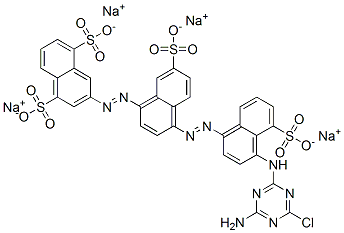 tetrasodium 3-[[4-[[4-[(4-amino-6-chloro-1,3,5-triazin-2-yl)amino]-5-sulphonato-1-naphthyl]azo]-7-sulphonato-1-naphthyl]azo]naphthalene-1,5-disulphonate Structure