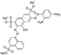 trisodium 6-[(2,4-diaminophenyl)azo]-4-hydroxy-3-[(4-sulphonato-1-naphthyl)azo]naphthalene-2,7-disulphonate Structure