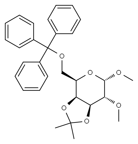 Methyl 3,4-O-Isopropylidene-2-O-methyl-6-O-trityl-α-D-galactopyranoside 结构式
