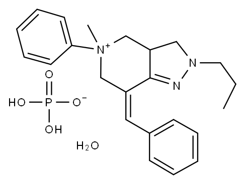 2H-Pyrazolo(4,3-c)pyridine, 3,3a,4,5,6,7-hexahydro-5-methyl-5-phenyl-7 -(phenylmethylene)-2-propyl-, phosphate, hydrate (1:1:1) 结构式