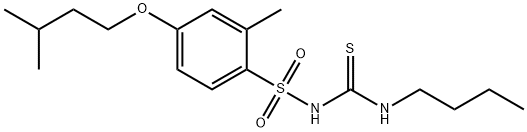 N-((Butylamino)thioxomethyl)-2-methyl-4-(3-methylbutoxy)benzenesulfona mide 结构式