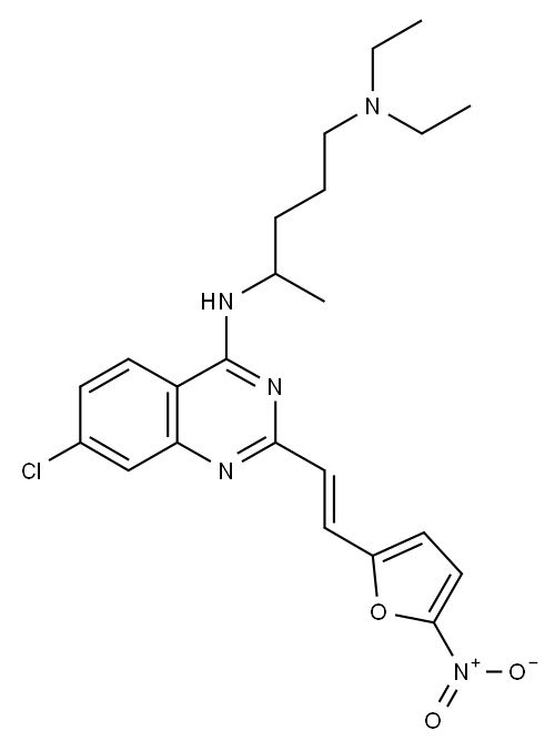 Quinazoline, 7-chloro-4-(4-(diethylamino)-1-methylbutylamino)-2-(2-(5- nitrofuryl)vinyl)- Structure