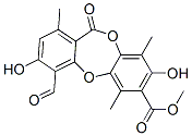 3,8-Dihydroxy-4-formyl-1,6,9-trimethyl-11-oxo-11H-dibenzo[b,e][1,4]dioxepin-7-carboxylic acid methyl ester 结构式